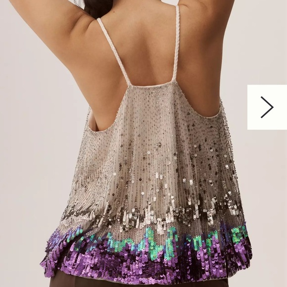 Anthropologie Let Me Be Sequin Splash Embellished Tank Top - Picture 15 of 15
